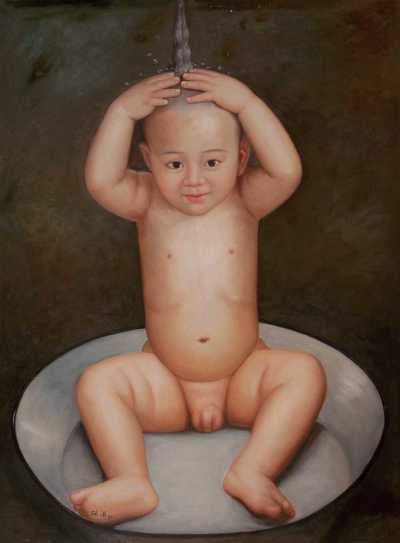 胡温 1998年 婴儿戏水